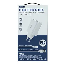 Зарядний пристрій Proda PD-A28i 2хUSB 2.4A + USB Ligthtning 1.0m (PD-A28i-WH) - мініатюра 4