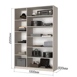 Шафа 3-дверна MebelStar Оскар Gloss BL-B, 4 додаткові полиці 150x52x220 см Антрацит/Альмонд (MBS-5256) - мініатюра 3