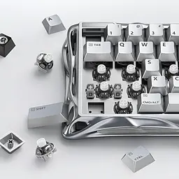 Ігрова дротова магнітна клавіатура GravaStar Mercury V60 Pro Deluxe Edition / Magnetic GravaStar UFO Switch / with Keycap Set / Chrome Silver - мініатюра 4