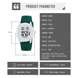 Чоловічий наручний годинник Skmei 2218 спортивний електронний цифровий Army Green, 2218AG (19158) - мініатюра 5