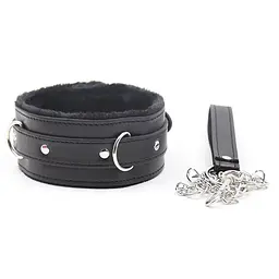 Нашийник з повідцем Fetish Addict Collar With Metal Leash (чорний) - мініатюра 3