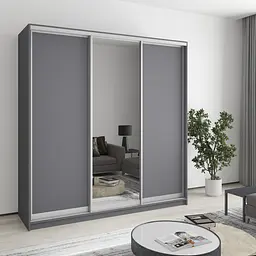Шафа-купе тридверна MebelStar Комбо AL 2ДСП/Дзеркало 200x60x240 см Антрацит (MBS-1755)