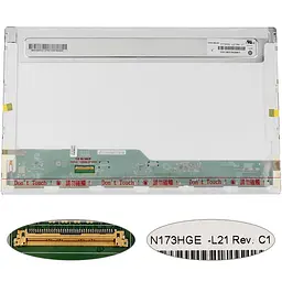 Матриця 17.3" N173HGE-L21 (1920*1080 40pin LED NORMAL глянець роз'єм зліва внизу) для ноутбука (renew)