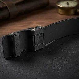 Чоловічий ремень з автоматичною матовою чорною пряжкою 20303 Vintage чорний 105-120 см - мініатюра 4