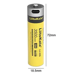 Акумулятор LiitoKala 18650 Lii-35S Li-ion 3500mAh 3.7V Type-C Жовтий (2663276247) - мініатюра 2