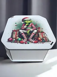 Новорічна коробка Подарункова коробка квадратна (ХДФ) 19x19x10 см. №4 - мініатюра 5