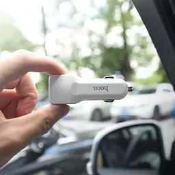 USB зарядка від прикурювача в авто Hoco Z 23 на 2 USB Білий - мініатюра 5