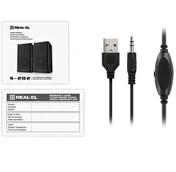 Колонки 2.0 S-202 Black, 2 x 3 Вт, USB, mini-jack 3.5 мм REAL-EL teh0029060 - мініатюра 6