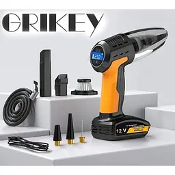 Ручний пилосос Grikey F2 бездротовий портативний 2 в 1 з компресором і ліхтариком 9кПа 120W Чорний (GK604) - мініатюра 3