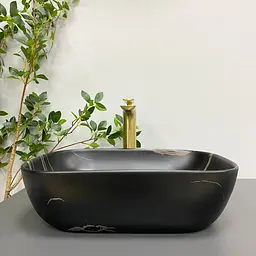 Умивальник VBI Ravenna black stone matt накладний VBI-011214, Чорний матовий - мініатюра 3