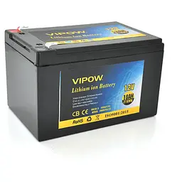 Акумуляторна батарея літієва Vipow 12 V 18Ah з елементами Li-ion 18650 з вбудованою ВМS платою, (3S9P) (151х99х99)мм