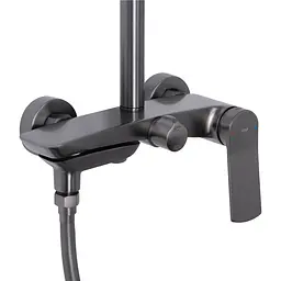 Душова система універсальна Qtap Slavonice на три споживача (з виливом) QTSLA111GMB45910 Gunmetal Black PVD, Шліфований чорний хром - мініатюра 4
