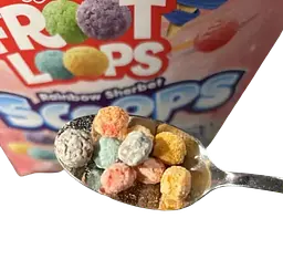 Сухий сніданок Kellogg's Froot Loops Rainbow Sherbet Scoops Cereal 351г - мініатюра 4