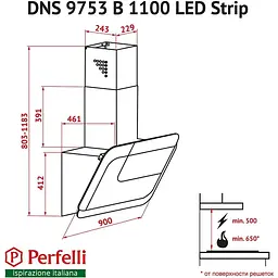 Витяжка Perfelli DNS 9753 B 1100 WH/BL LED Strip - мініатюра 7