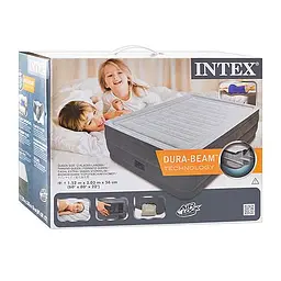 Надувна суперміцна двоспальне ліжко Intex технологія Fiber-Tech ™ 152х203х56 + вбудований електронасос - мініатюра 2
