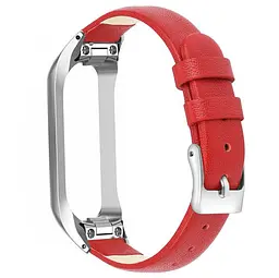 Шкіряний ремінець Primo для фітнес браслета Samsung Galaxy Fit E ( SM-R375 ) Red Silver - мініатюра 3