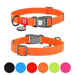 Нашийник для собак водостійкий Waudog Waterproof з QR-паспортом пластикова пряжка-фастекс Ш 15 мм Д 25-35 см помаранчевий - мініатюра 2