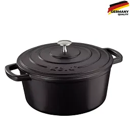 Каструля чавунна з кришкою KELA Calido, 26 см, 4,6 л (12472) чорна