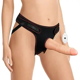 М'який страпон з реалістичним вібратором, 19х5 см (тілесний) LoveToy Easy Strapon Set 7.5