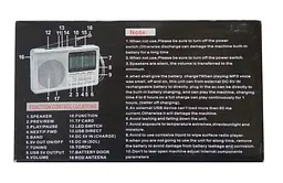 Радіоприймач з USB + Micro SD і акумулятором, Golon RX-2277 Чорний, з MP3 плеєром від флешки (ST) - мініатюра 7