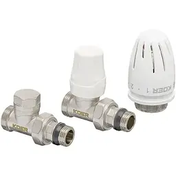 Комплект для підключення радіатора Koer 1/2"x3/4" прямий з термоголовкою SET-15 KR3180
