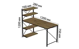 Комп'ютерний стіл Ferrum-decor Джек 75x120x70 Чорний ДСП Артизан (FRD-105409) - мініатюра 2