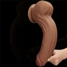 Фалоімітатор LoveToy Sliding-Skin Dual Layer Dong King Sized 31 см коричневий - мініатюра 17