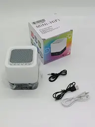 Багатокольоровий портативний нічник та бездротова колонка MiNi HiFi Speaker S8 5Вт білий акумуляторний LED дисплей 12/24 години - мініатюра 4