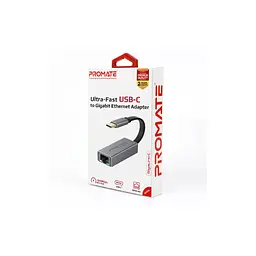 Адаптер Promate USB-C to RJ45 Ethernet 1000Mbps grey (gigaLink-c.grey) - мініатюра 6