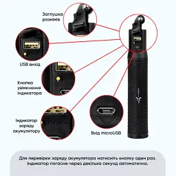 Монопод Airon Power Bank Selfie Stick (AC120) [87852] - мініатюра 6