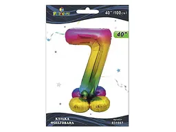 Кулька фольгована цифра PELICAN 40 (100 см) 1 на підставці цифра 7 градієнт