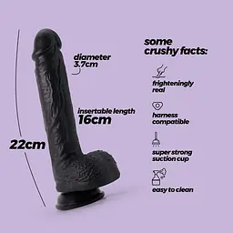 Фалоімітатор Crushious Inviktus 8" 22 см (чорний) - мініатюра 6
