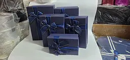 Подарункові коробки з кришкою та бантом набір 5 шт. сині, преміумподарункове упаковка прямокутне, коробки для подарунків різних - мініатюра 4