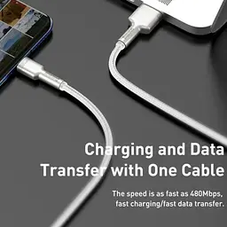Кабель Baseus Cafule Metal Data Cable USB-A to USB-C 1m White (CAKF000102) [169650] - мініатюра 7