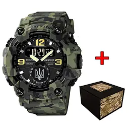 Наручний годинник чоловічий 004 Тризуб срібло Camo Green Awarder acs0031999