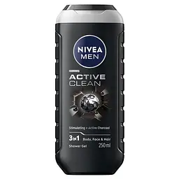 Гель для душу NIVEA MEN Активне очищення 3В1 для тіла обличчя та волосся 250 мл