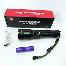 Ручний ліхтар W515-TG zoom + LCD + Type-C + PowerBank + 1х18650 (26650) 5 режимів - мініатюра 4