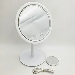 Настільне косметичне дзеркало з LED підсвічуванням та вентилятором Beauty Breeze Mirror білий - мініатюра 5