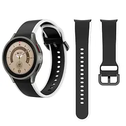 Ремінець для Samsung Galaxy Watch 6 40mm 6 44mm - чорно-білий ширина кріплення 20мм силікон Watchbands Double Line (W12-6WB59227135) - мініатюра 5