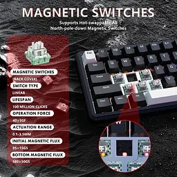 Ігрова дротова магнітна клавіатура Attack Shark X65 HE / Magnetic Switch / 8К / RGB / 65% / Black - мініатюра 6