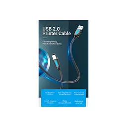 Кабель для принтера USB 2.0 AM/BM 1.5m 480Mbps PVC black Vention (COQBG) - мініатюра 3