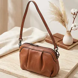 Жіноча сумка з драпіруванням з натуральної шкіри Vintage 22895 коричнева - мініатюра 10
