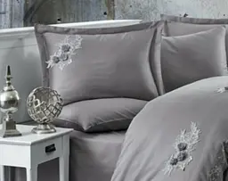 Комплект постільної білизни Dantela Vita Safir Antracit з мереживом. Євро Різнокольоровий 000230312 - мініатюра 2