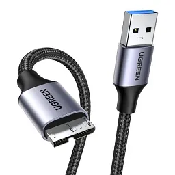 Кабель Ugreen 1м USB 3.0 - Micro USB Type-B 5 Гбіт/с 5V/3A USB 3.0 A на Micro-B для жорских дисків чорний (80793)