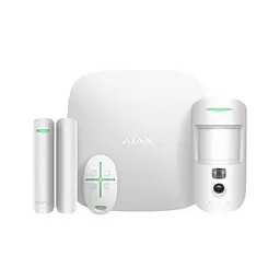 Комплект бездротової охоронної сигналізації Ajax StarterKit Cam Plus HDR White з WiFi, 2G, 3G, 4G, Ethernet, фотоверифікацією тривог (26-00564) - мініатюра 1