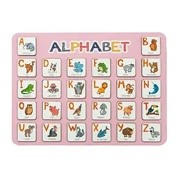 Дерев'яна абетка-вкладиш англійська "ALPHABET" 3240-03-001 рожева 29х39 см
