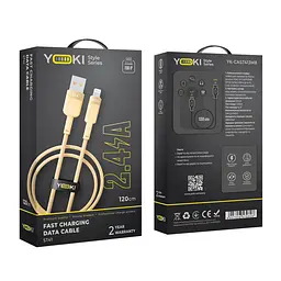 Кабель для заряджання та обміну даними Yoki YK-ST41 STYLE Series USB/Lightning 12W 2.4A/5V 1.2 м Помаранчевий - мініатюра 2