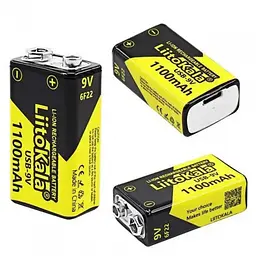 Акумулятор Крона акумуляторна батарея формату 6F22 LiitoKala USB-9V 1100mAh