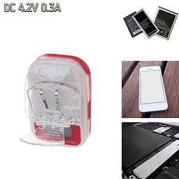 Зарядний пристрій жабка HY02, LCD USB Charger 4.2V 0.3A, червоно-білий адаптер живлення - мініатюра 2