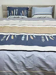 Комплект постільної білизни Ecotton двоспальний 180х215 см кремово-синій (21212А/В) (23689) - мініатюра 3